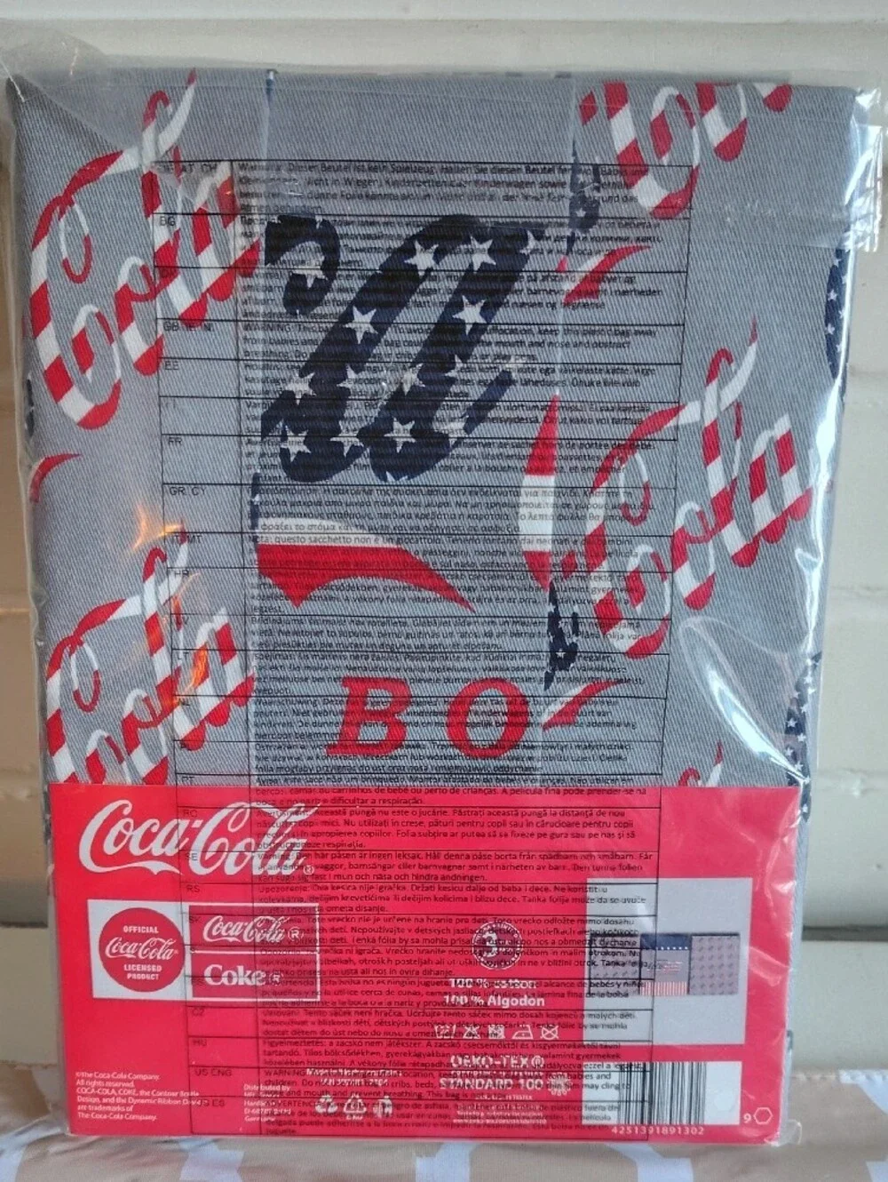 Coca-Cola 3-Piece Cotton Tea Towel Set NIP Red White Blue 19.7